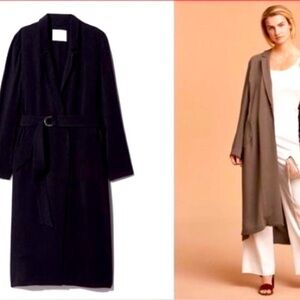 Aritzia Wilfred Black Adelise Collar Belted Long Coat